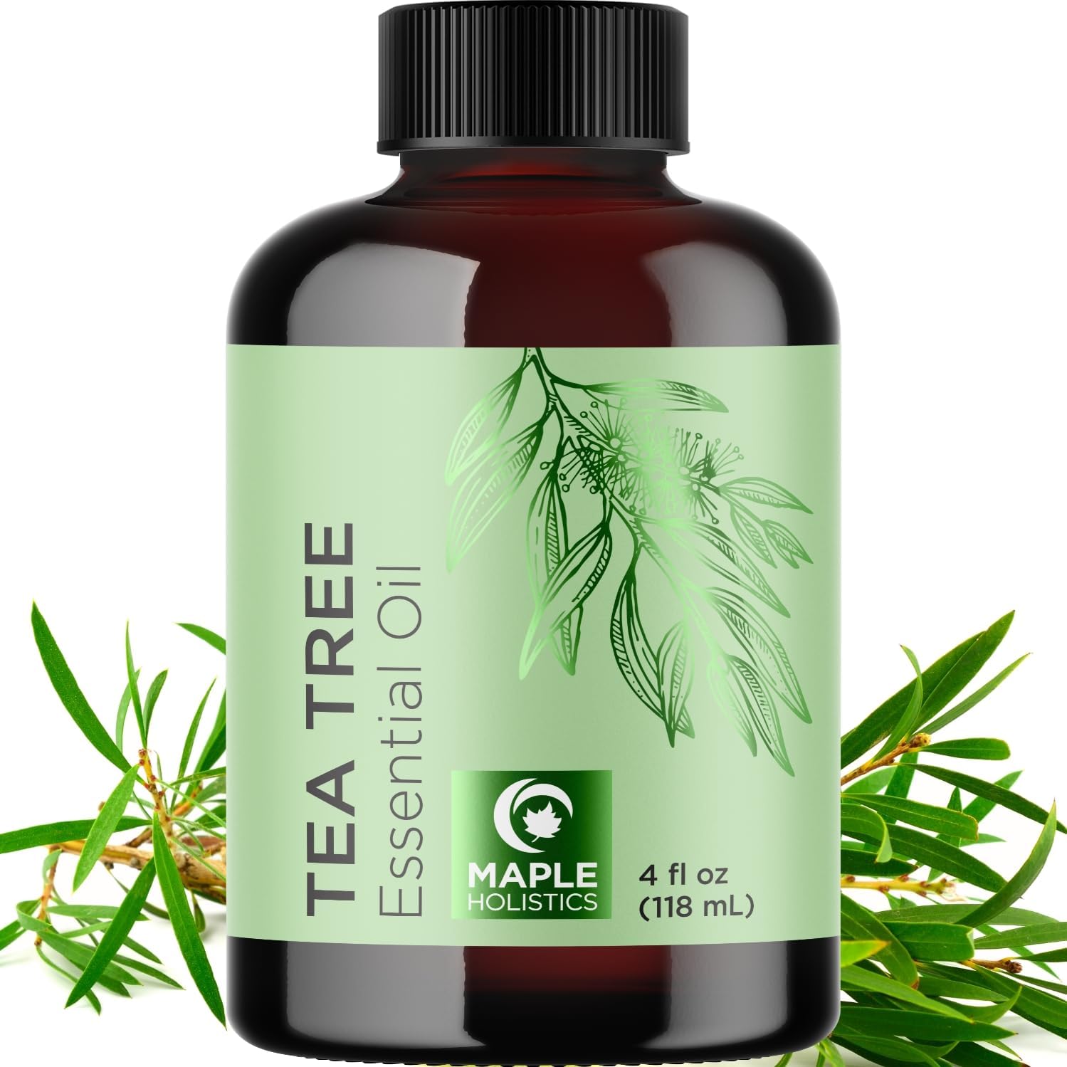 Pure Tea Tree Oil 4oz - Australian Tea Tree Essential Oil for Hair Nails and Skin- Aromatherapy Tea Tree Oil for Skin Dry Scalp Cleanser Nail Cleaner Plus Purifying Humidifier and Diffuser Oil