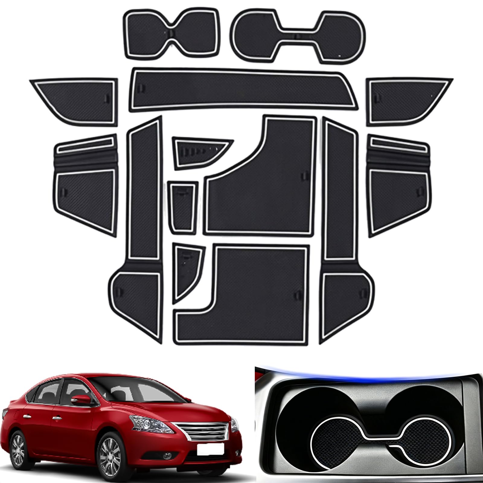 Alfombrillas de Nissan Sylphy 2020 antipolvo con forros de puerta y portavasos a medida