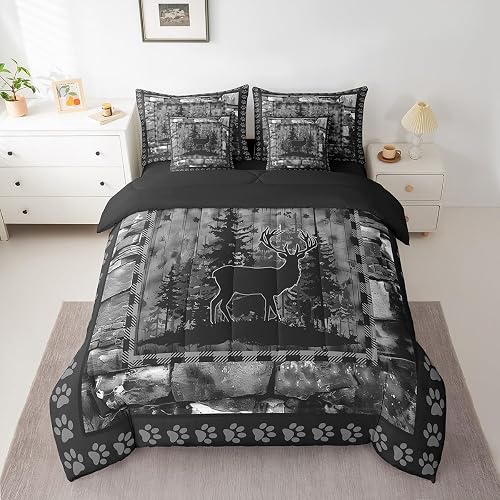 Feelyou Deer Bedding Set Full Size Wild Animal Comforter Set with Sheets 7 Piece