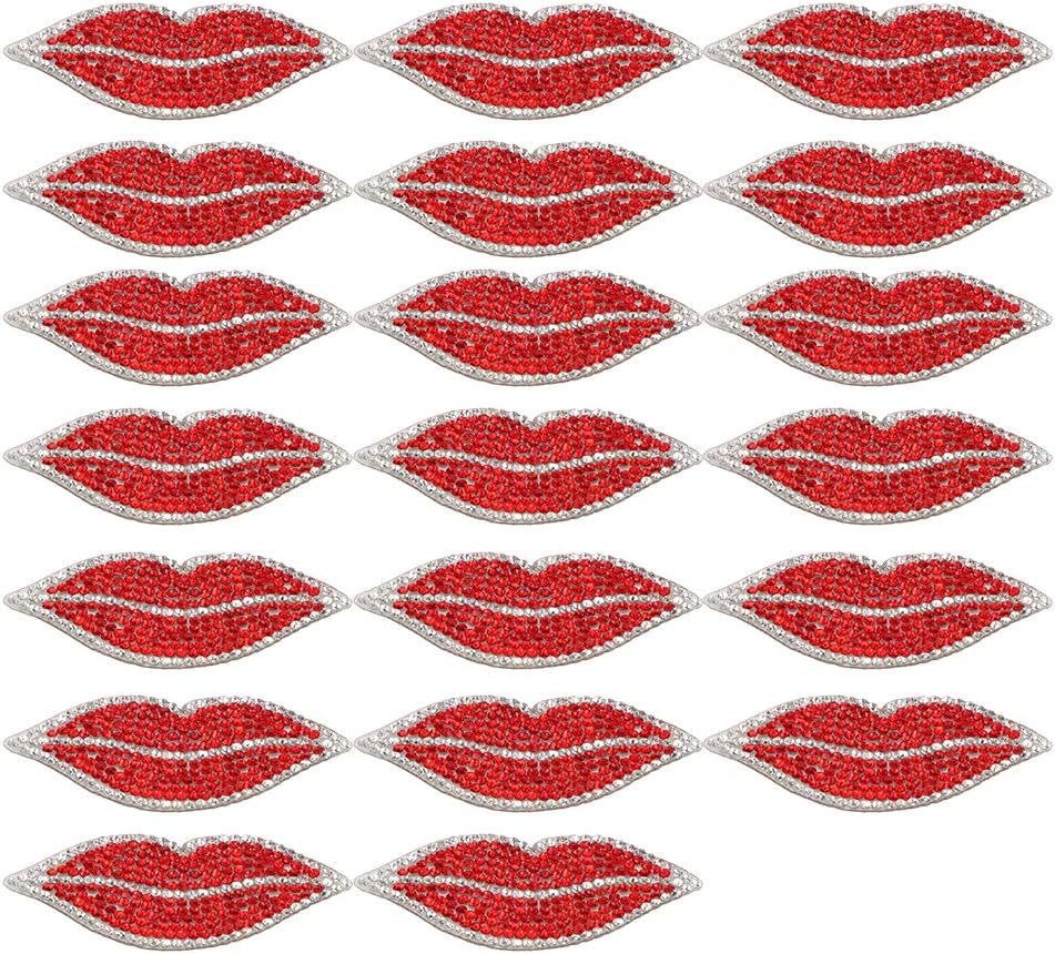 jerss Red Lip Rhinestones Decoration Clothing Stickers Embellishments DIY Accessories Hot Pattern Sexy Trim Rhinestones Sequins