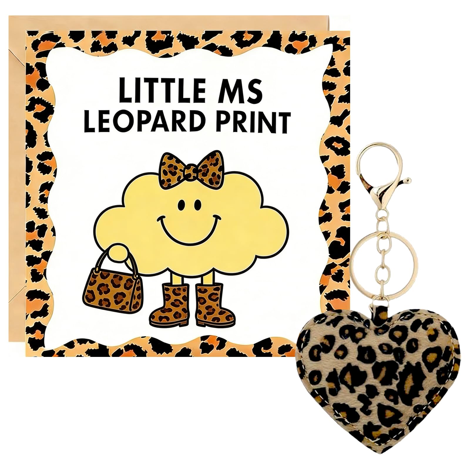 AIKOBAA Leopard Print Gifts for Women - Animal Print Greeting Card & Keychain Gift Set, Perfect Leopard Print Keyring for Women