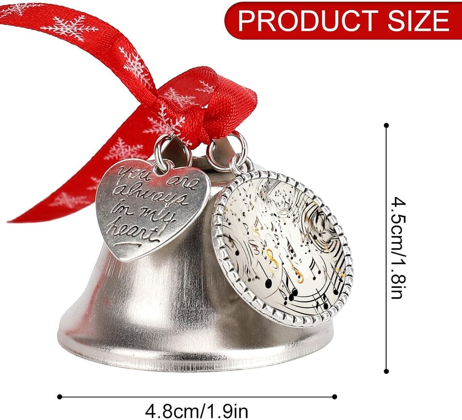 Music Notes Print Christmas Bells Ornaments Tree Jingle Bells Decors Xmas Silver Bell Hanging Decoration Pendants for Weddings Parties Christmas Wreaths