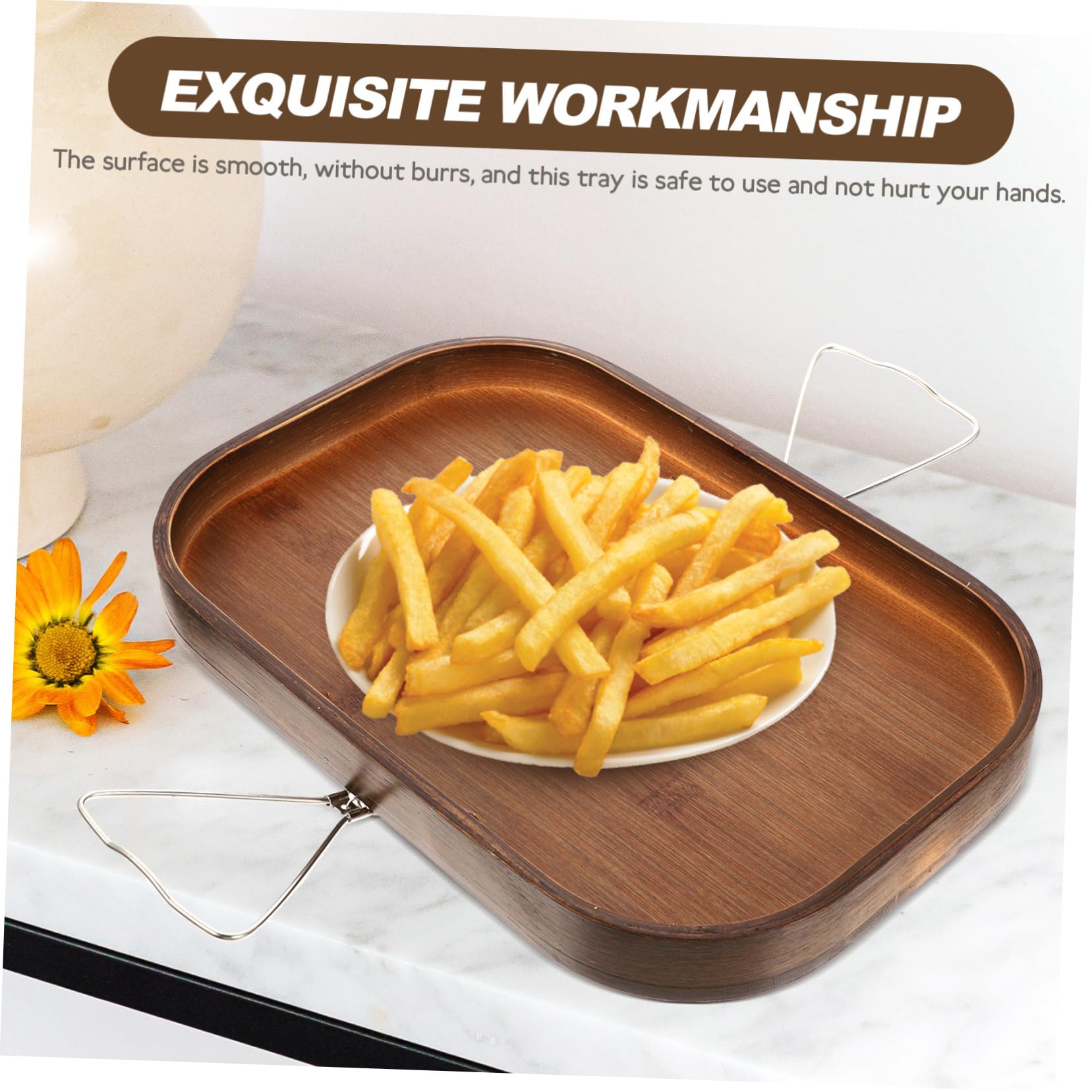 GRIRIW Wood Sofa Arm Tray Couch Drinks Table Snack Holder for Couch Multi-use Serving Trays for Home