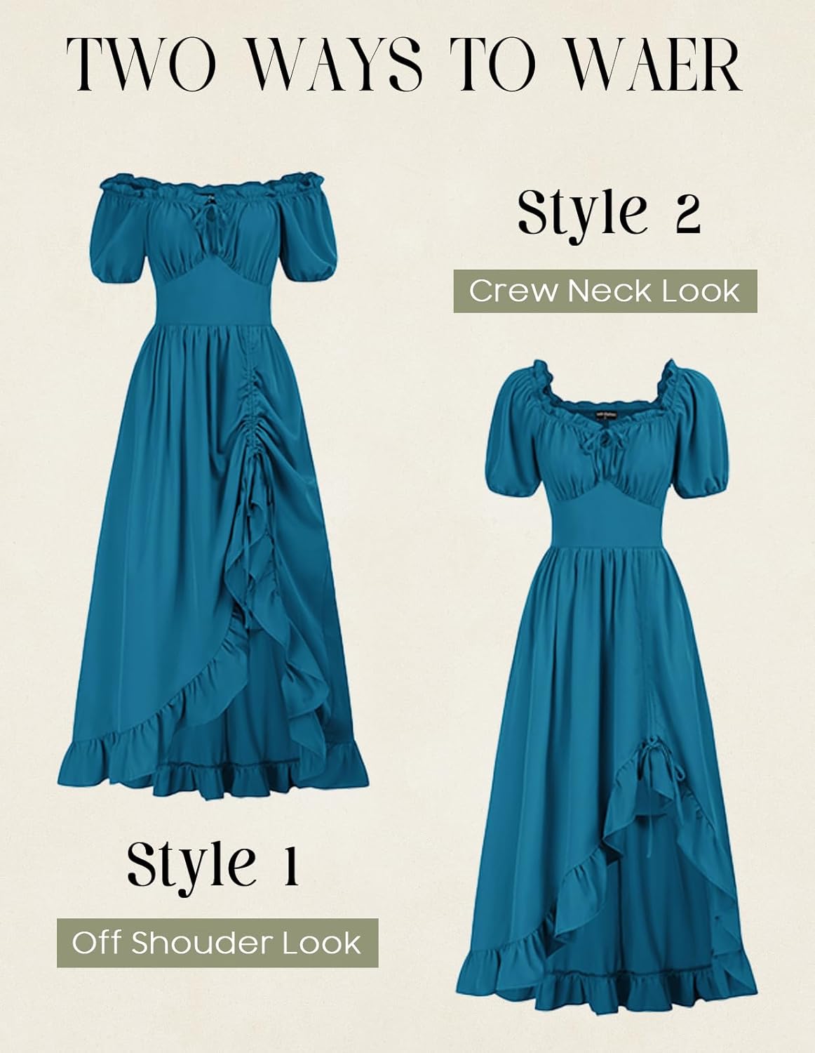 Scarlet Darkness Renaissance Dress Women Cottagecore Corset Dress Ruffle Maxi Dress with Pockets - Image 5