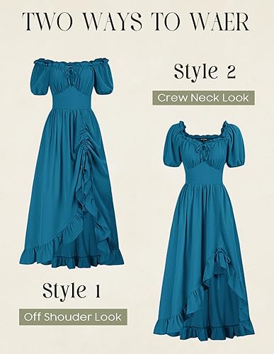 Miniatura 5 de Scarlet Darkness Vestido renacentista para mujer, estilo corsé, con volantes, con bolsillos