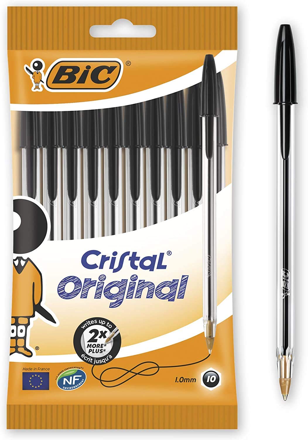 Bic 830864 Bic Cristal Original - Długopisy kulkowe, 1,0 mm, opakowanie 10, 2 opakowania