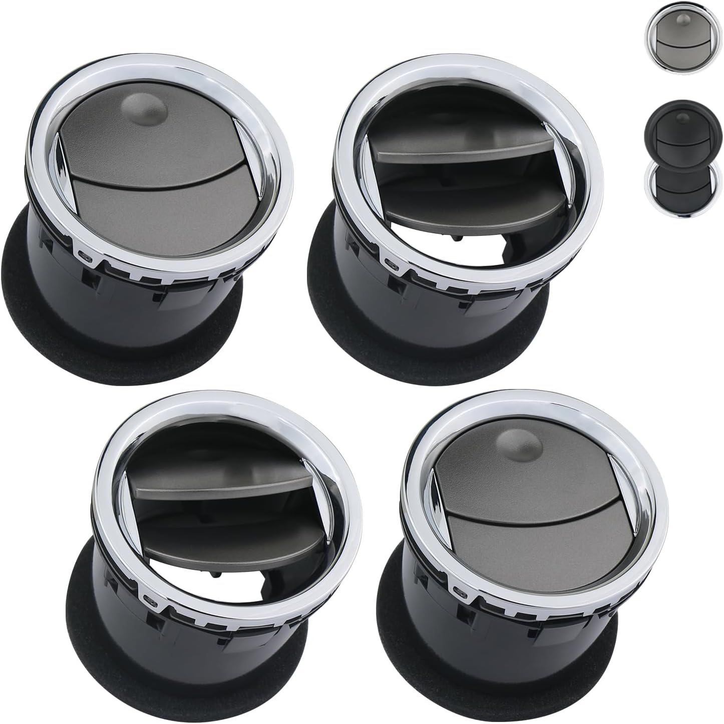 TQPONLY Dashboard AC Heater Air Duct Vent Louvre (Chrome & Black) Compatible with 2004-2008 Ford F150/2006-2008 Lincoln Mark LT Interior Accessories