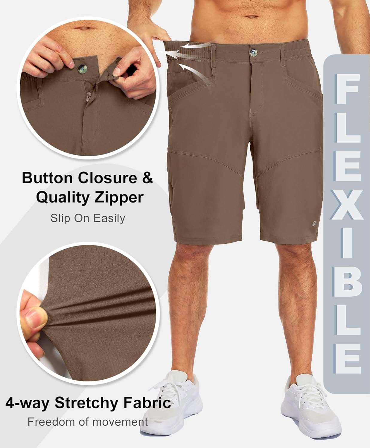 Little Donkey Andy Men's Hiking Cargo Shorts Quick Dry Waterproof Lightweight Golf Shorts Stretch Casual Short with 9 Pockets