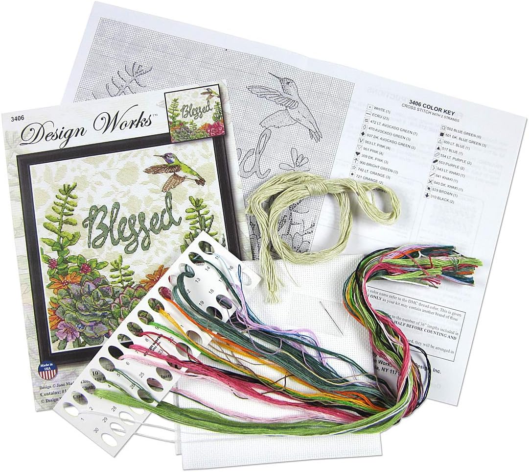 Design Works Crafts Blessed Counted Cross Stitch Kit, 10" x 10"