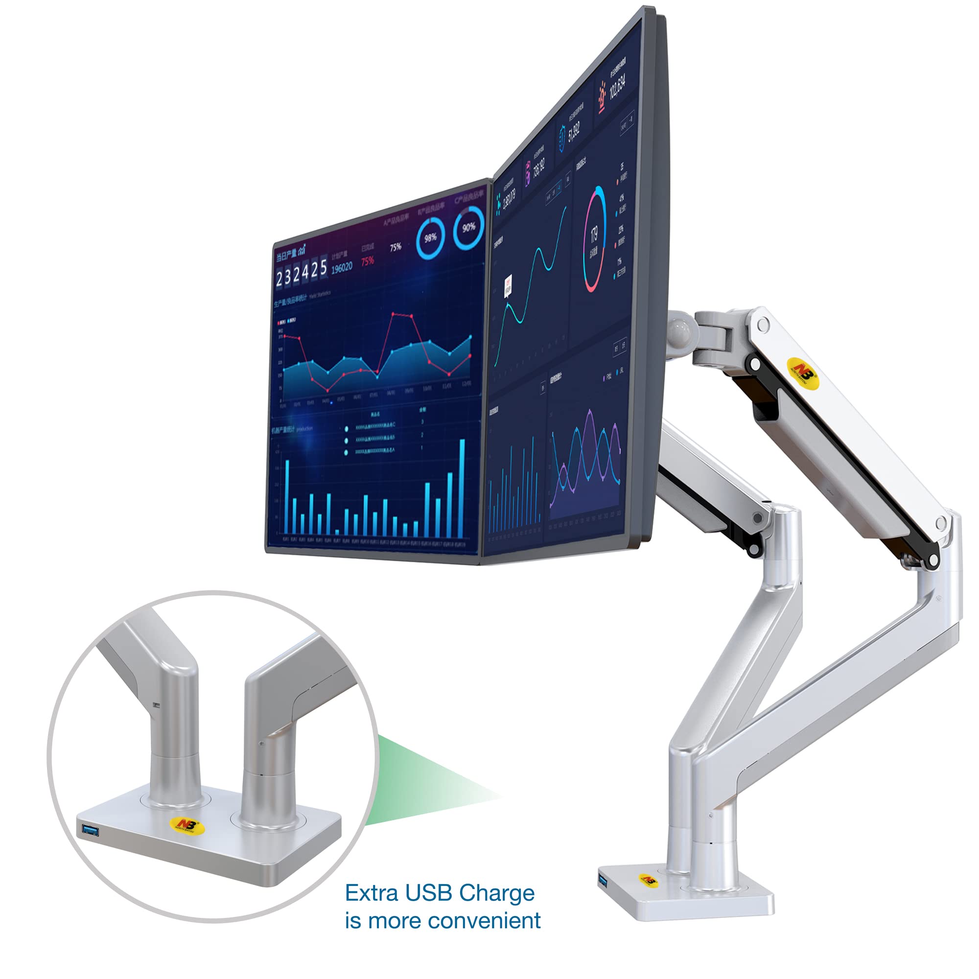 Buy NB North Bayou Dual Monitor Arm Ultra Wide Full Motion Swivel