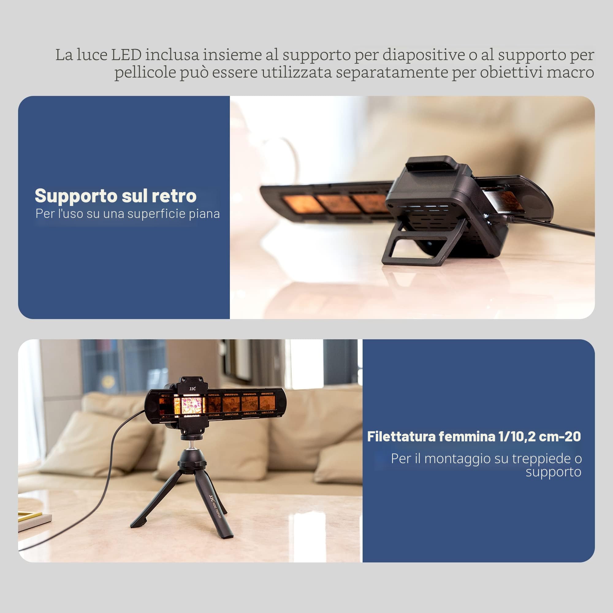 JJC - Adattatore per digitalizzazione di pellicole ES-2 con set di luci LED USB 6500K, scanner per la copia di pellicole negative Converti negativi da 35 mm in JPEG digitale