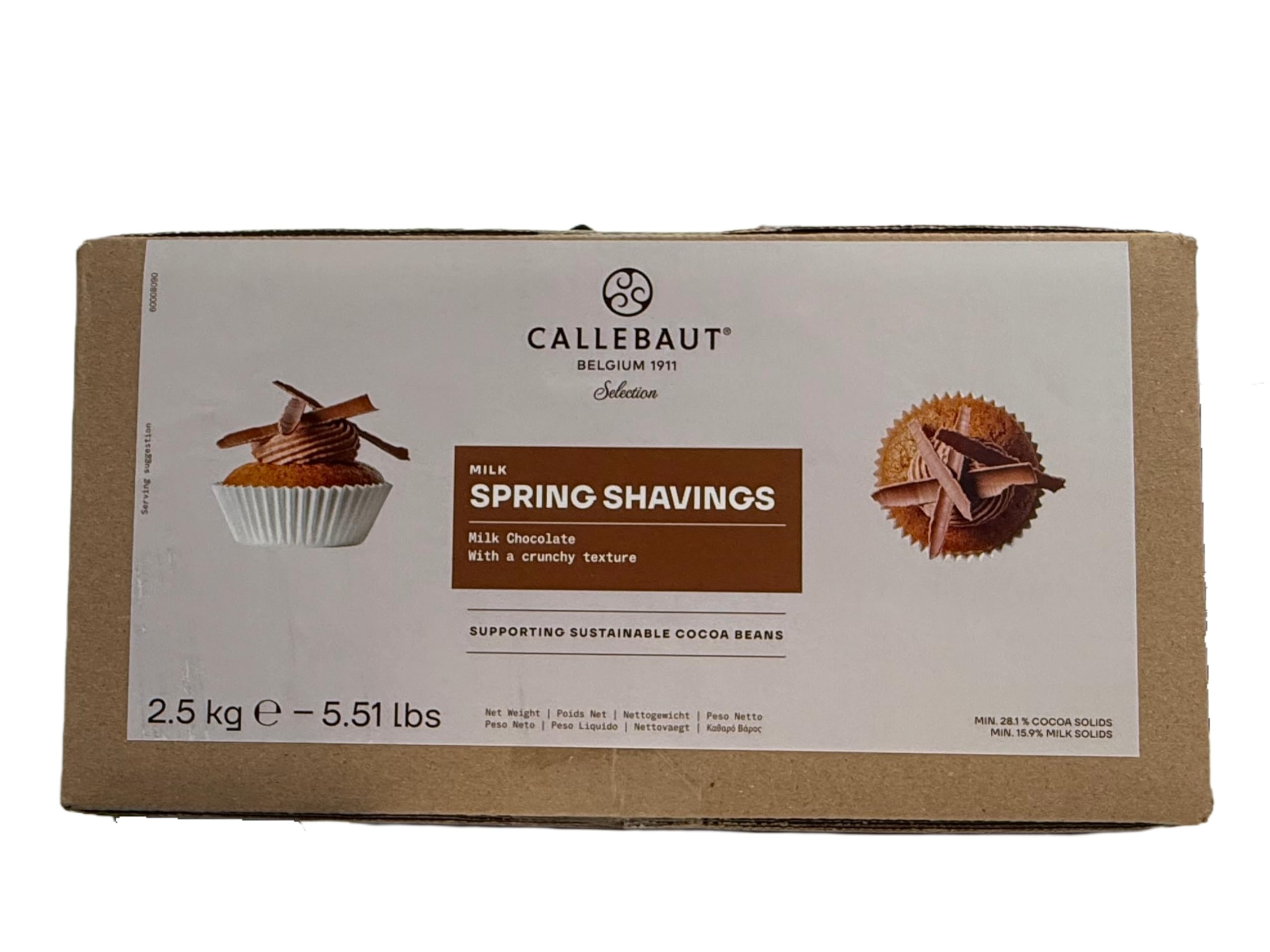 Callebaut Virutas de primavera chocolate con leche belga 5 libras decoraciones para pasteles