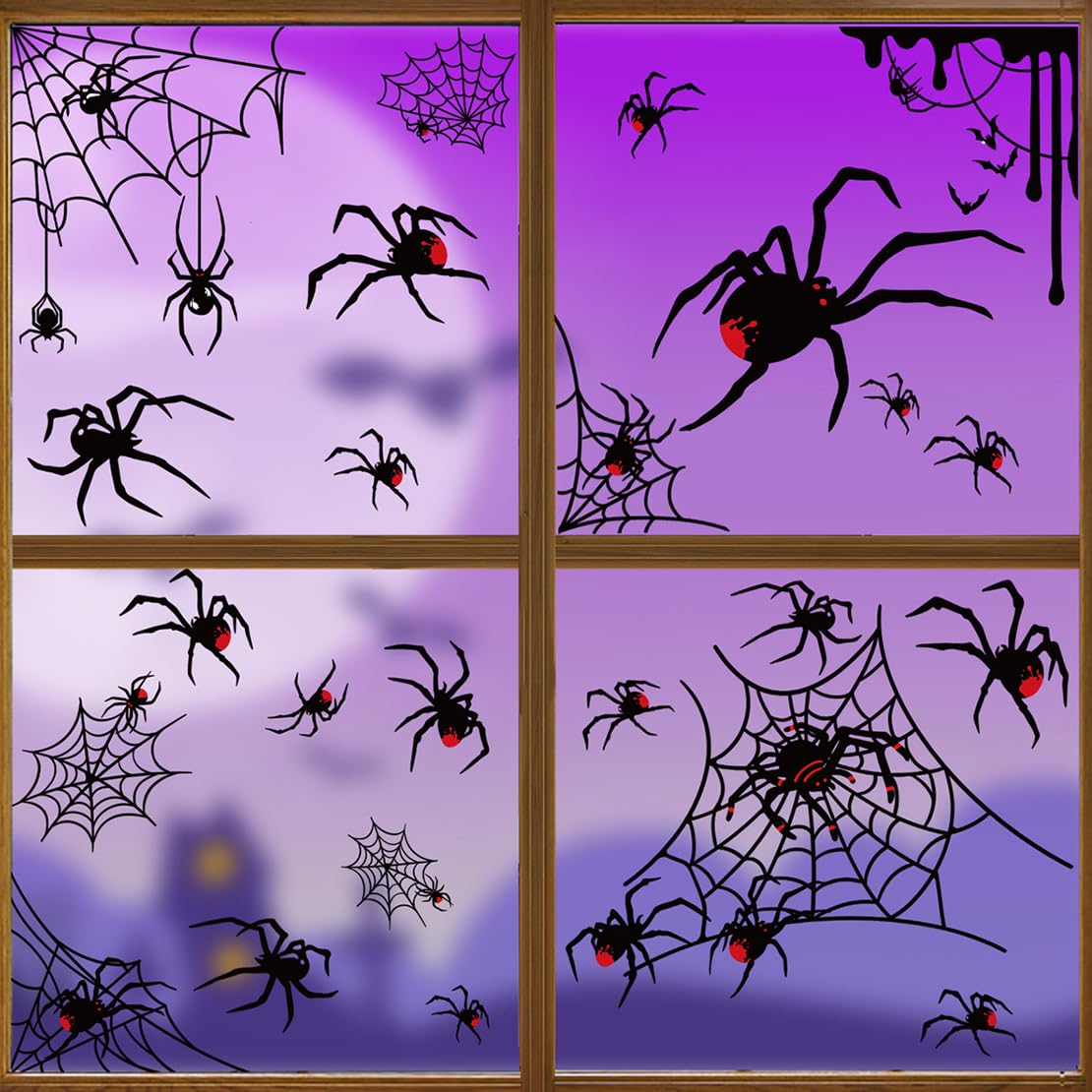 DeryArcle 4 Sheet Halloween Window Stickers Decoration, Scary Decorative Silhouette Window Clings