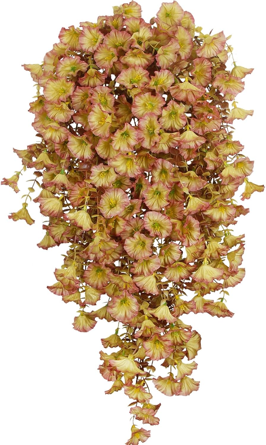 ACRYCS 4 Pcs Artificial Hanging Flowers for Outdoors Fall Morning Glory Artificial Flower Autumn Decoration Yellow Faux Flowers for Outdoor Planters Front Door Porch Patio Yard Decor