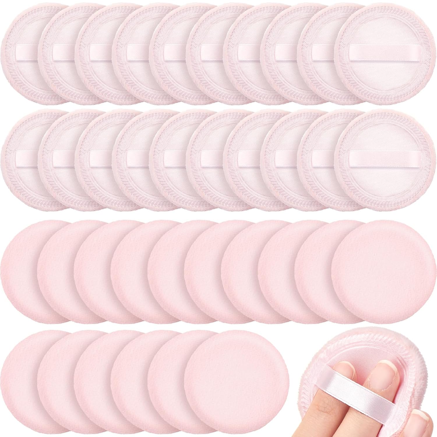 SiliFine Cotton Powder Puffs - Washable Makeup Applicators