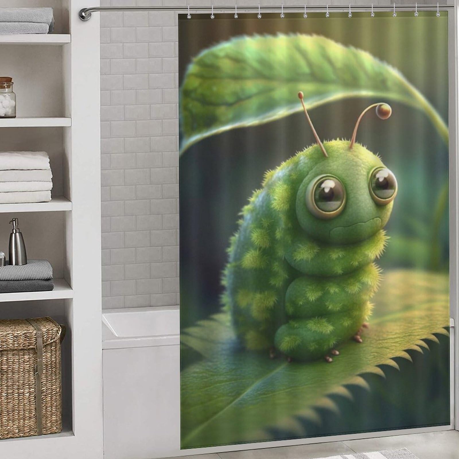 Rideau de douche chenille verte en tissu de qualité supérieure 60x72