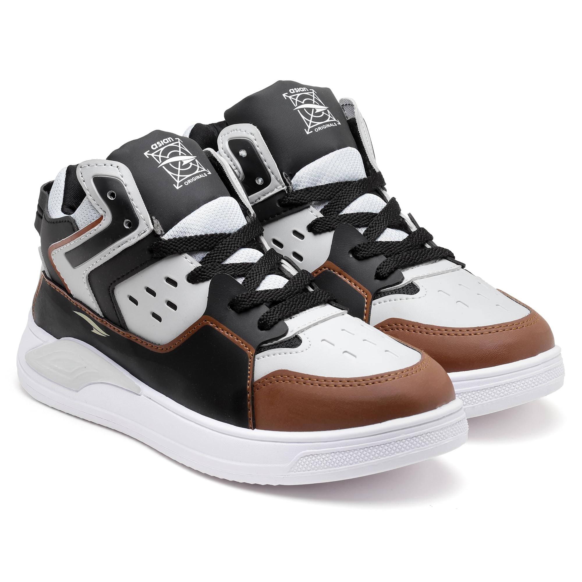 ASIANMen's White Casual Sneaker Hi-Neck Shoes with Synthetic Upper Lightweight Comfortable Mid Top Sneaker Shoes for Men's & Boy's Moscow-13