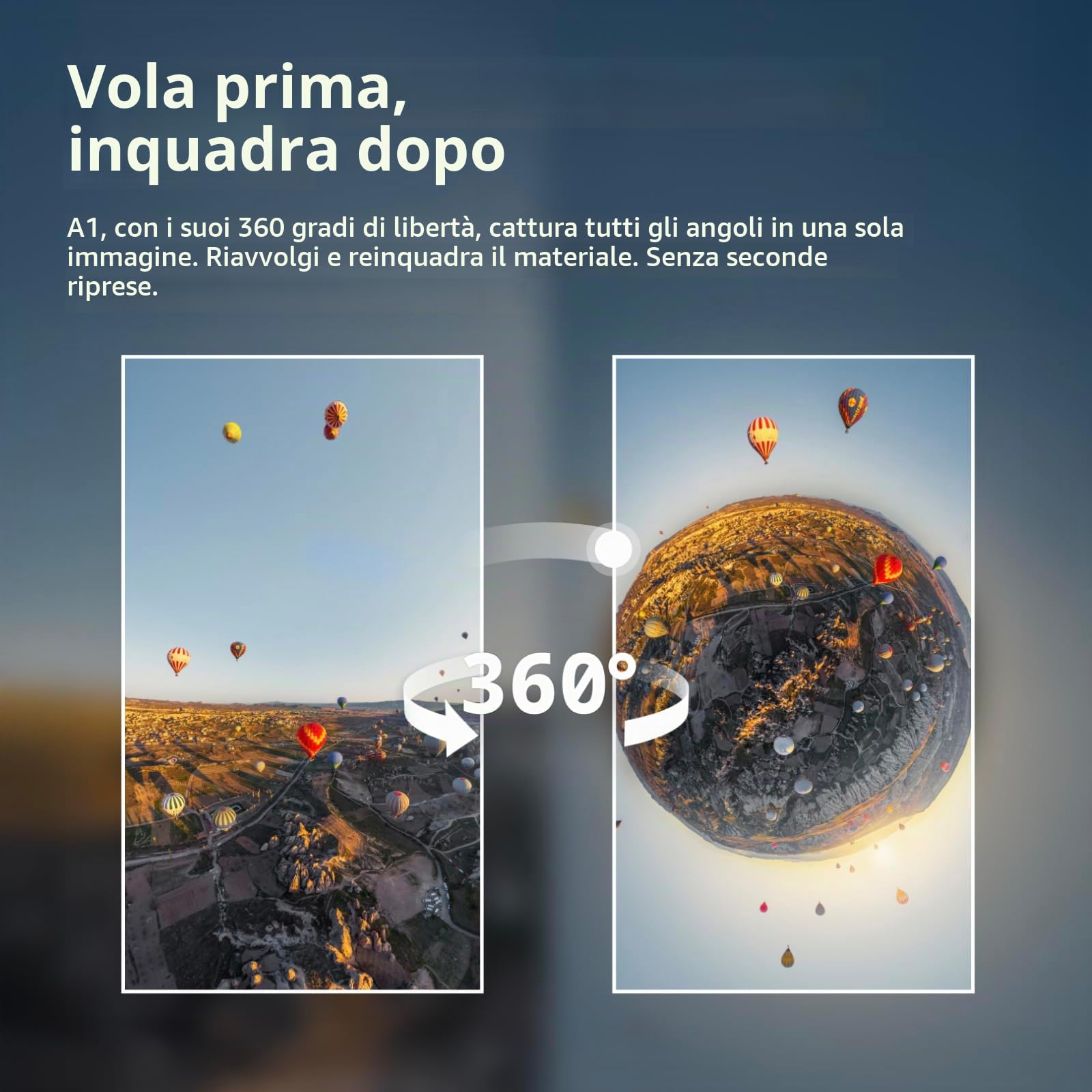 Antigravity A1 Pack Explorer (3 batterie) – Drone 360 8K immersivo, Punta e vola, anticollisione, 249 g e pieghevole, Deep Track, ritorno automatico, fino a 10 km, editing automatico