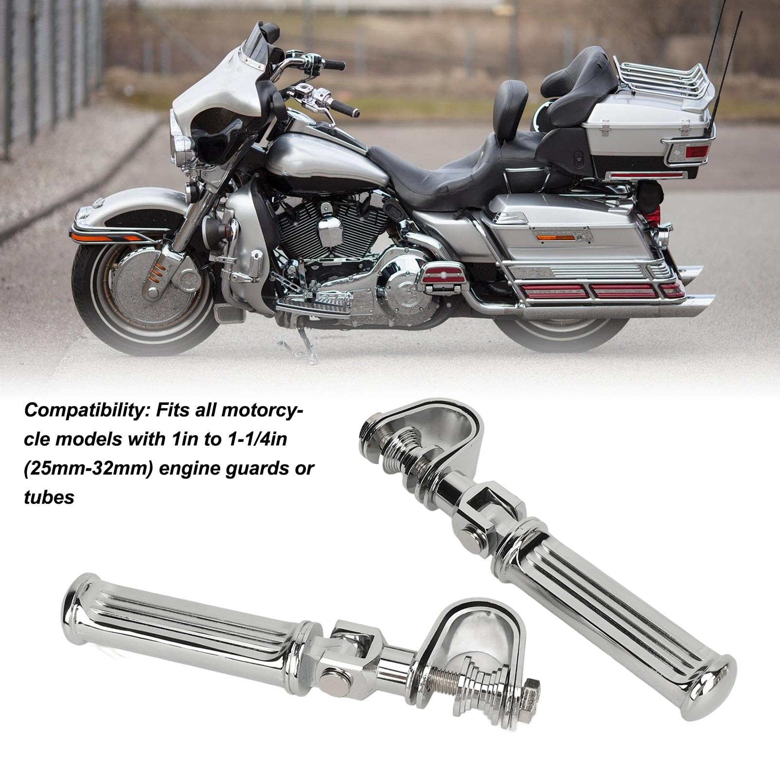 Podnóżki Motocyklowe, Podnóżki Motocyklowe od 25 Mm do 32 Mm, Uniwersalna Osłona Silnika ze Stopu Aluminium, Podnóżek Paska Awaryjnego, Regulowane Kołki Drogowe, Wygodna Jazda