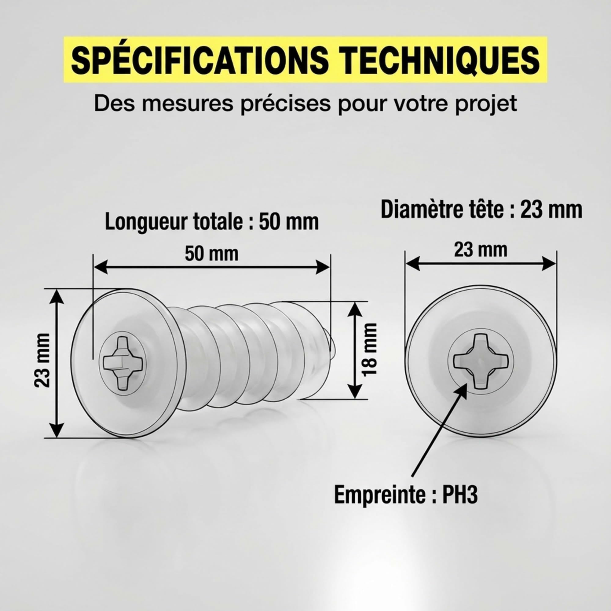 ING Fixations I.N.G. - 25 Chevilles pour fixation directe dans les isolants polystyrène D. 23 x 50 mm Embout PH3
