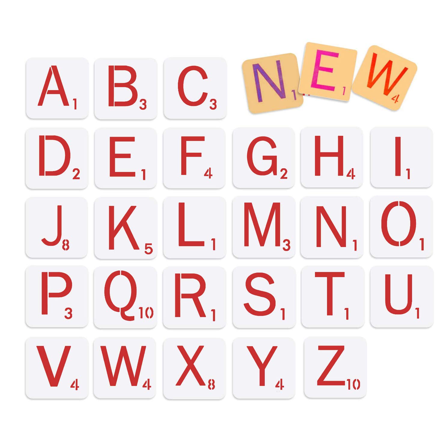 Buy 2Packs 52Pcs Scrabble Letter Stencils for Painting on Wood
