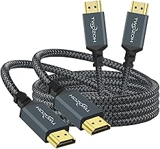 Twozoh 4K HDMI Cable, 1 m, Pack of 2, Braided Nylon, HDMI to HDMI Cable, 18 Gbps, Supports 3D/4K@60 Hz/2160p/1080p