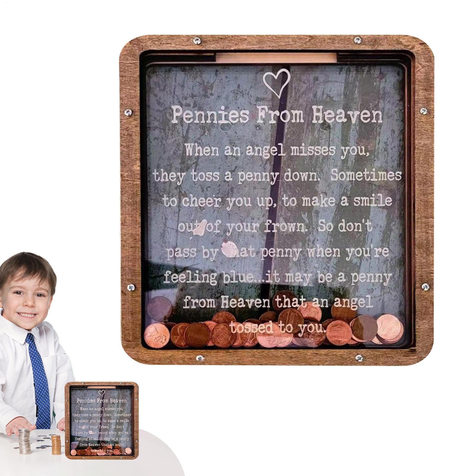 Heaven Bank Wooden Money Box - Heaven Bank Wooden Money Box | Pennies from Heaven's Bank, Coin Bank Piggy Bank Memorial Giftt, Memorial Grieving Sympathy Loss Of A Lost A Lost A Lost A Lost Gift