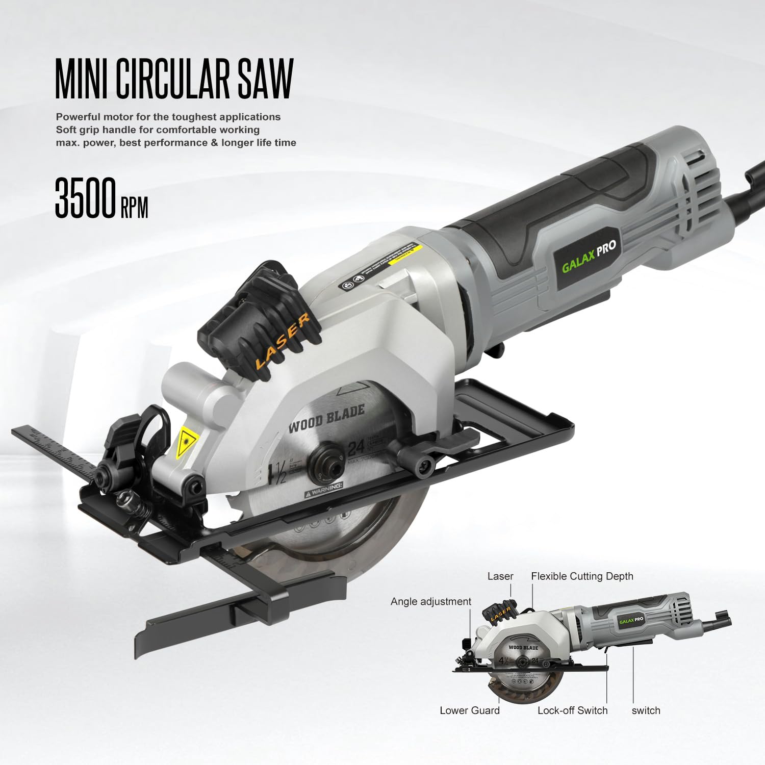 GALAX PRO Mini Circular Saw - Laser Guide & 2 Blades -2 GALAX PRO Mini Circular Saw - Laser Guide & 2 Blades -2