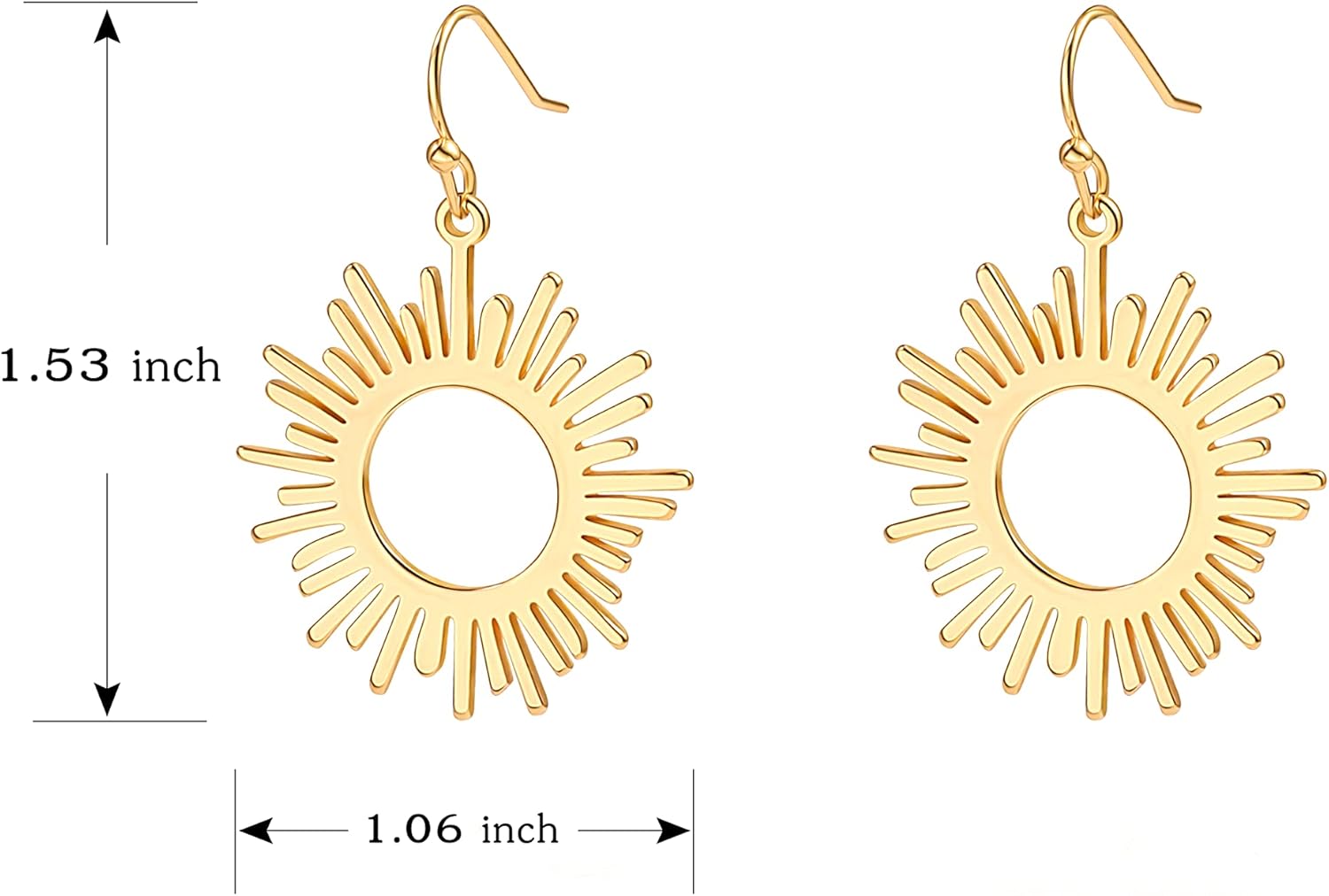 18K Gold Dangle Drop Earrings Small Round Disc Dangle Sun Hoop Earrings for Women Simple Minimalist Jewelry for Girls - Image 4