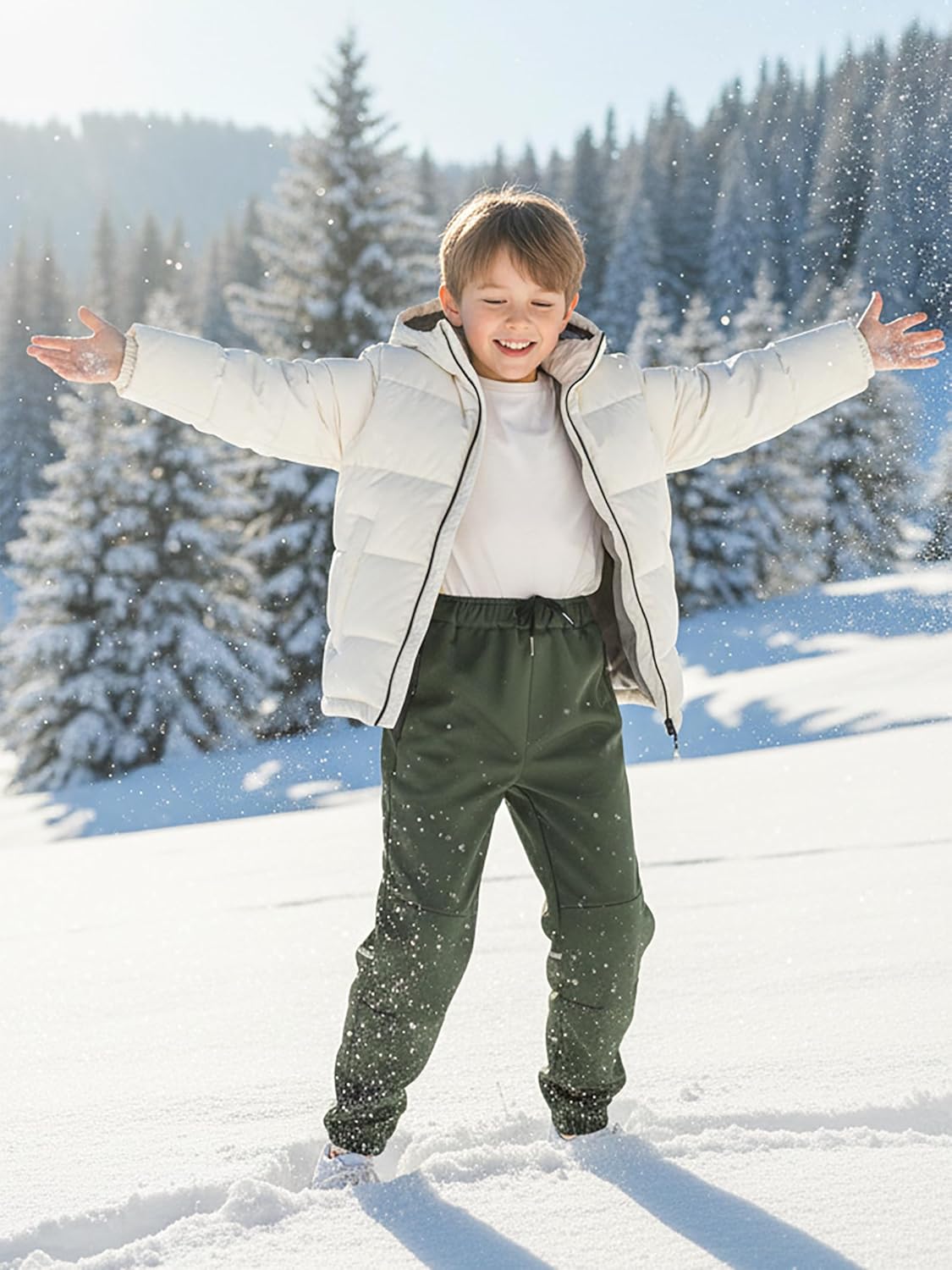 Kids Hiking Pants Warm Fleece Lined for Waterproof Snow Pants - Image 2