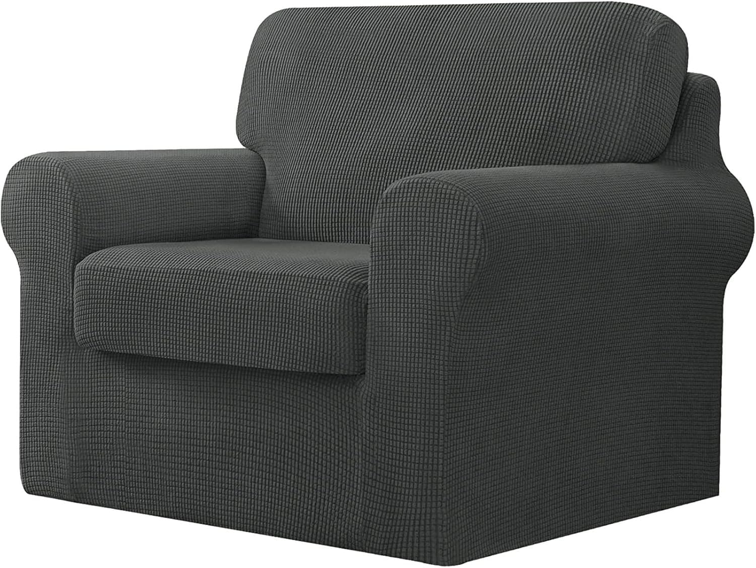 BUAOGDVG Stretch Sofa Cover with Separate Backrests and Seat Cushions, Non-Slip Sofa Cover with Elastic Band, Jacquard Furniture Protector(Grigio Scuro,1 Posto)
