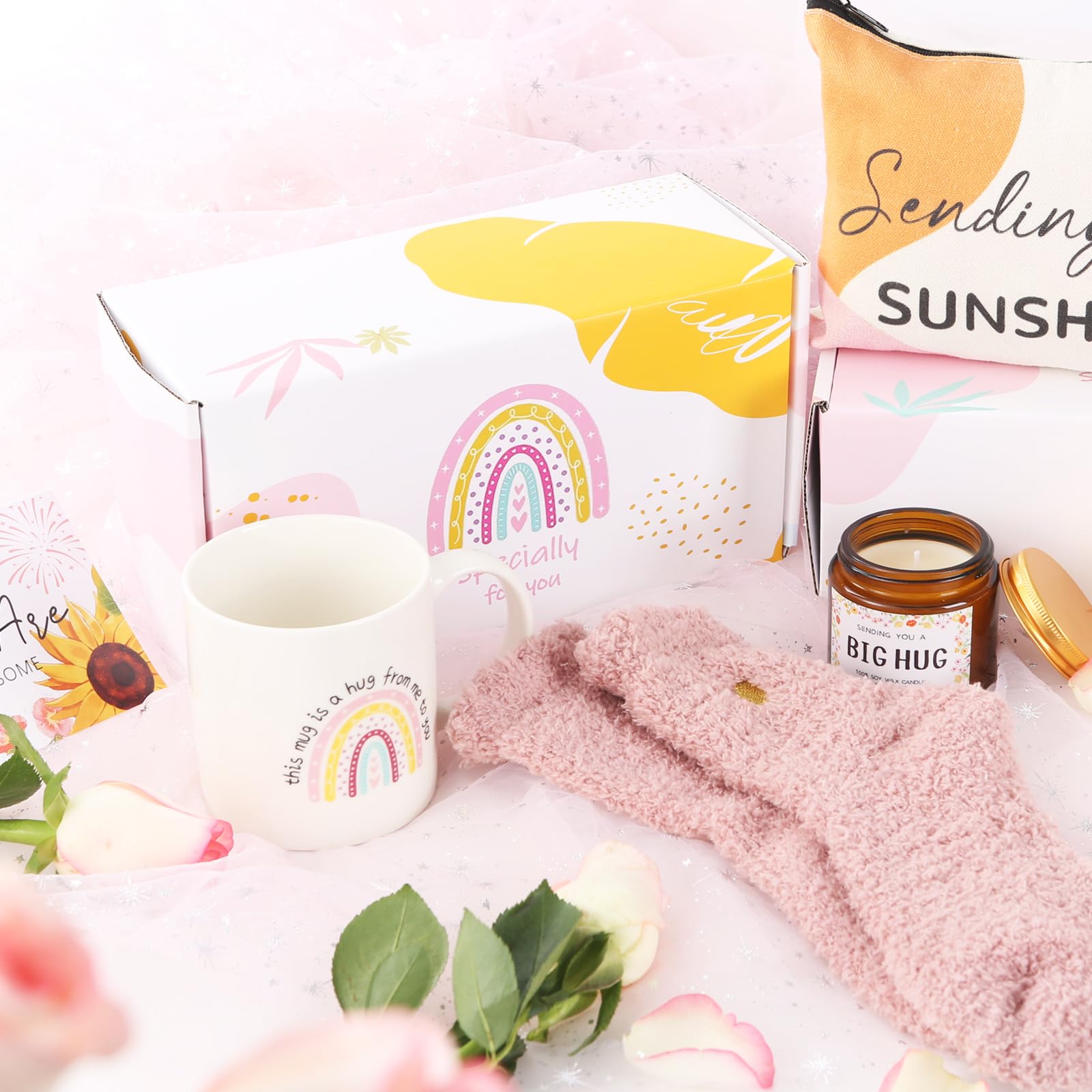 MUJUZE Set Regalo Donna,Hug Regalo Donna Set,Presenti d'Incouragio,Idea Regalo per Collega,Migliore Amica o Sorella,Get well soon gift
