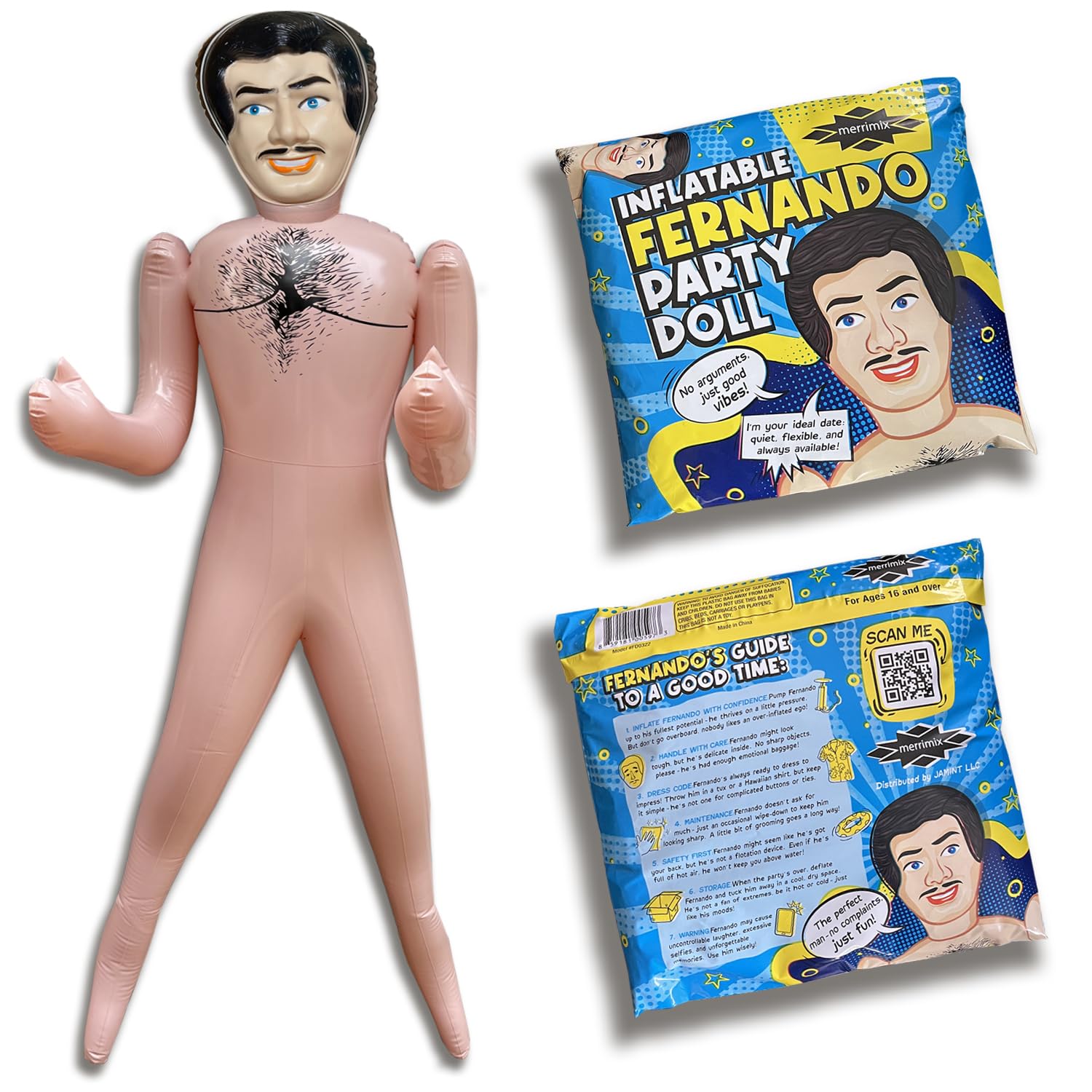 merrimix | 59″ Blow Up Inflatable Doll Gag Gifts for Men Women Bachelor Bachelorette Party Favors and Decorations | Funny Surprise Gift for Adults (No Gift Packaging)