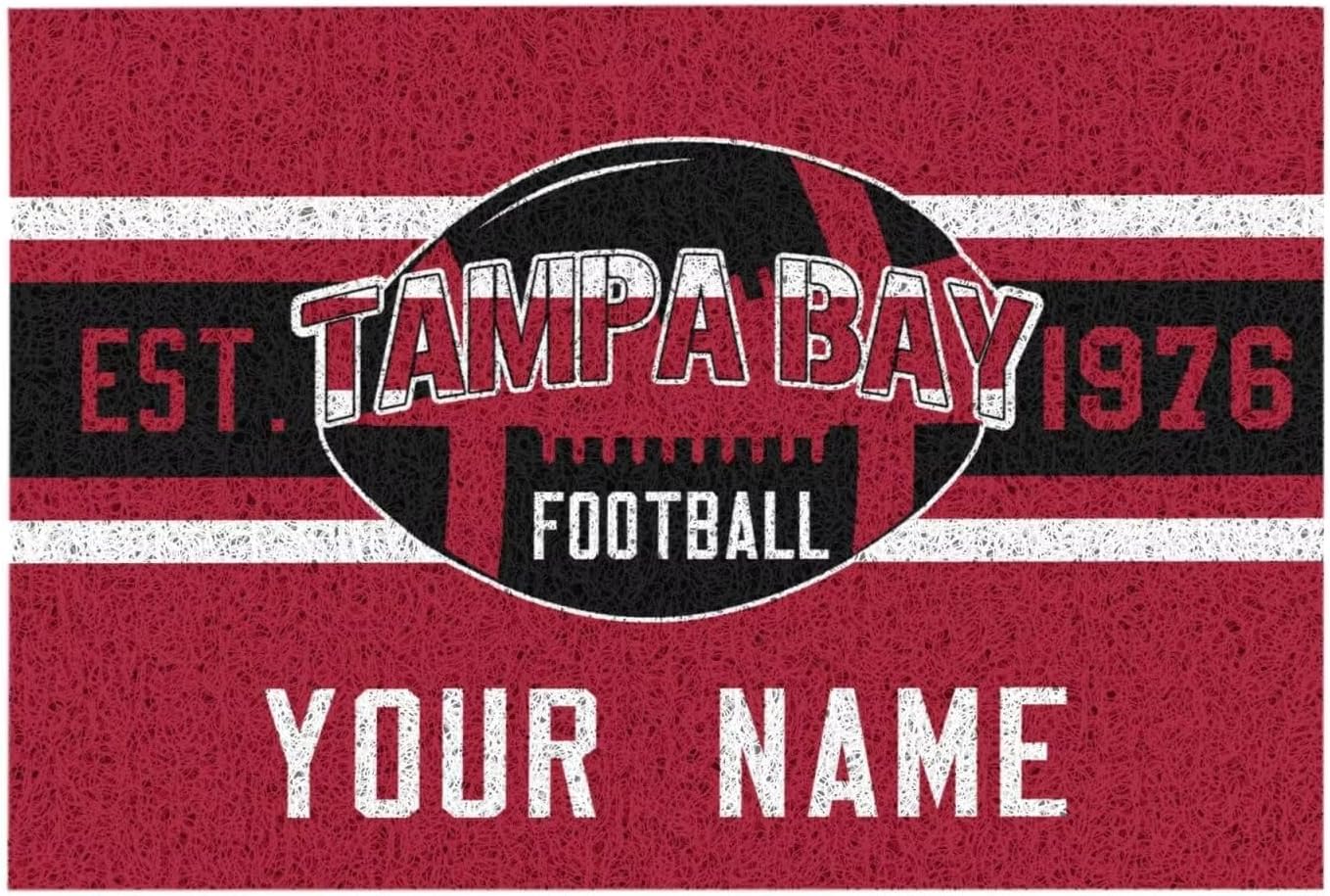 Tampa Bay Custom Football Doormat Indoor Outdoor Rug Add Any Name Personalized
