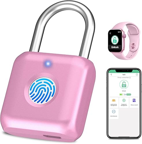 Miniatura 8 de Candado de huella digital eLinkSmart para casillero de gimnasio con aplicación para teléfono iOS, cerradura de combinación sin llave de metal para
