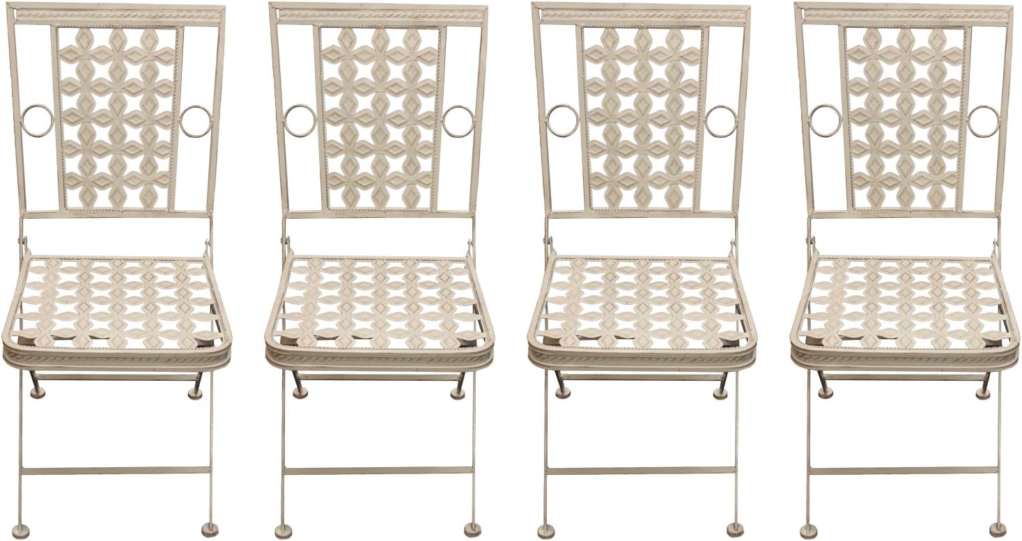 Maribelle 4 x Square Folding Metal Garden Patio Dining Chairs Outdoor