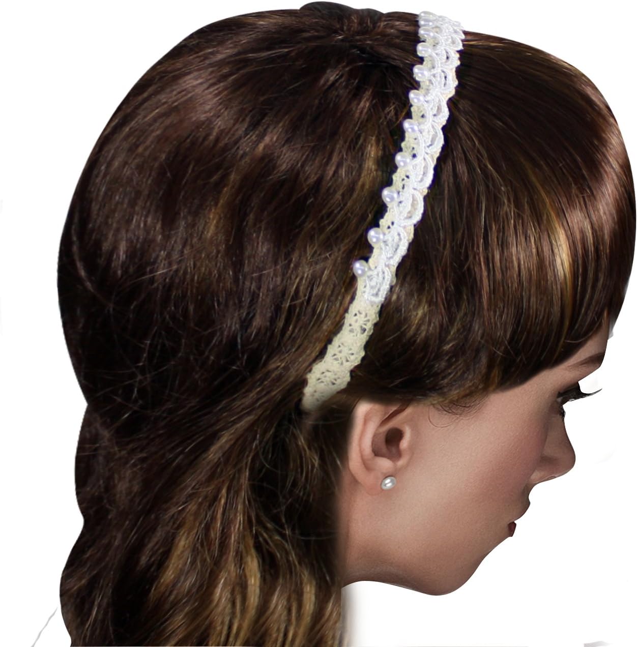 Lace and Faux Pearl Design Handmade Headband - Various Design