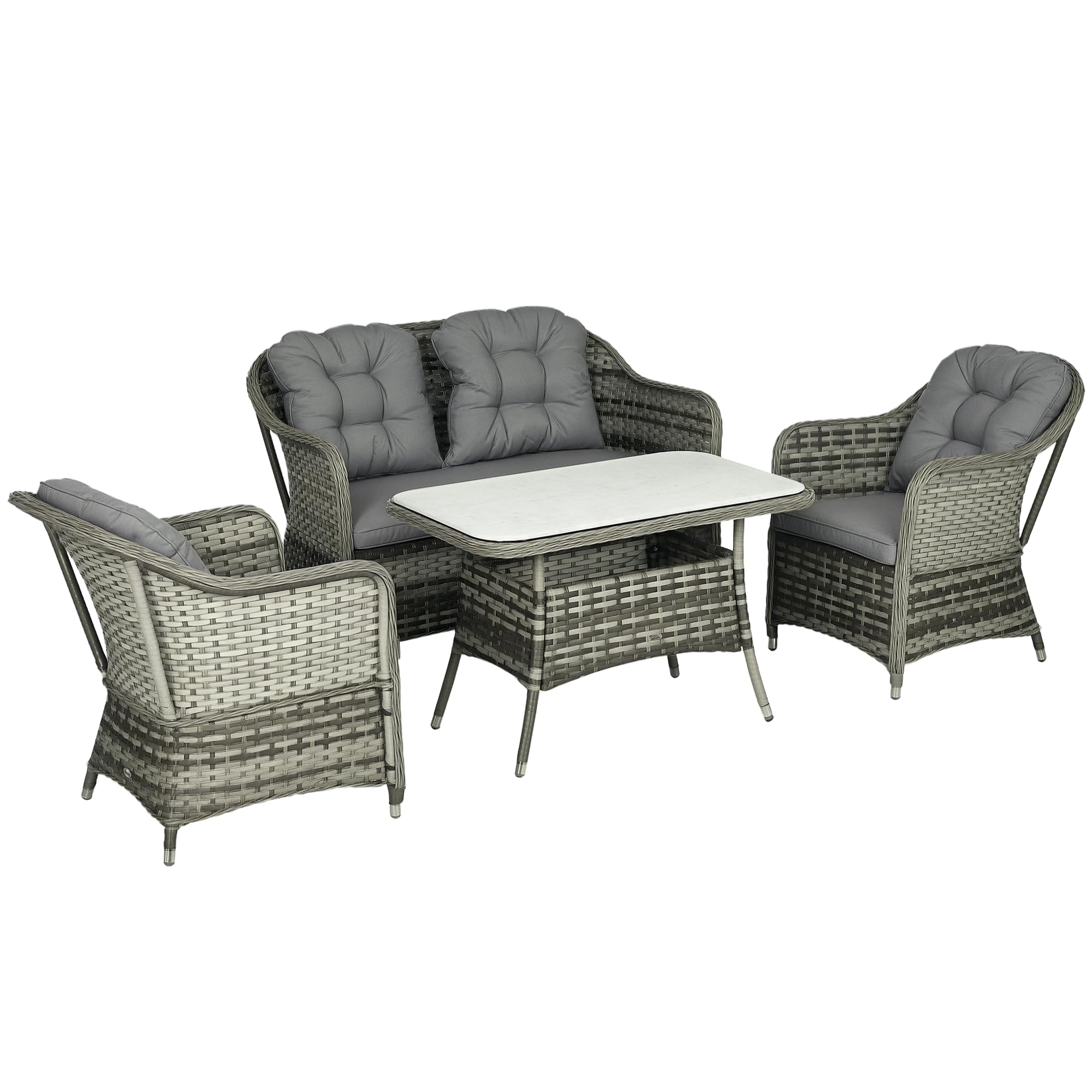Outsunny Round Wicker Woven Rattan Garden Furniture - Grey