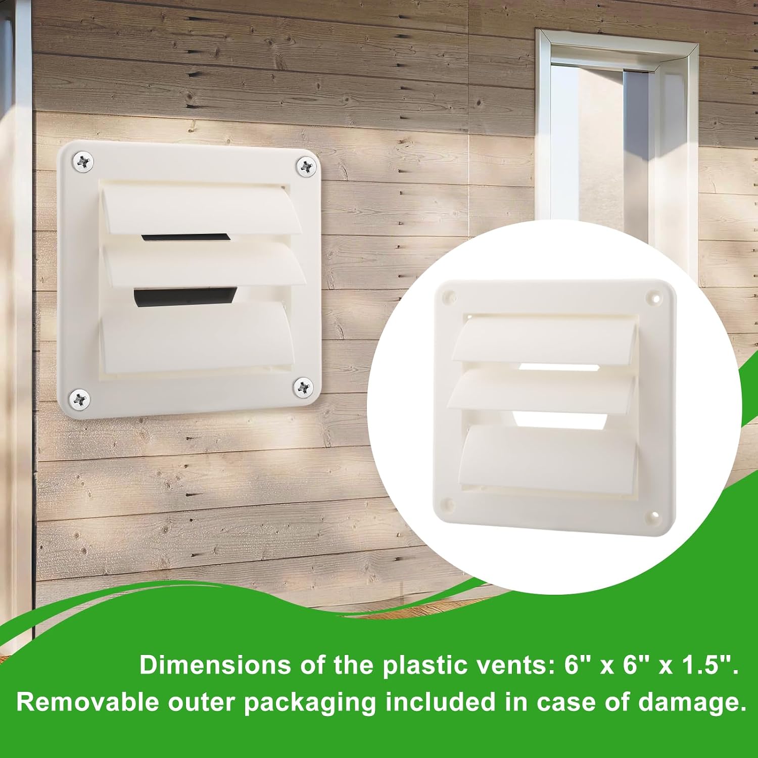 3 Inch Dryer Vent Cover 1475W White Plastic Louvered Vent Cover