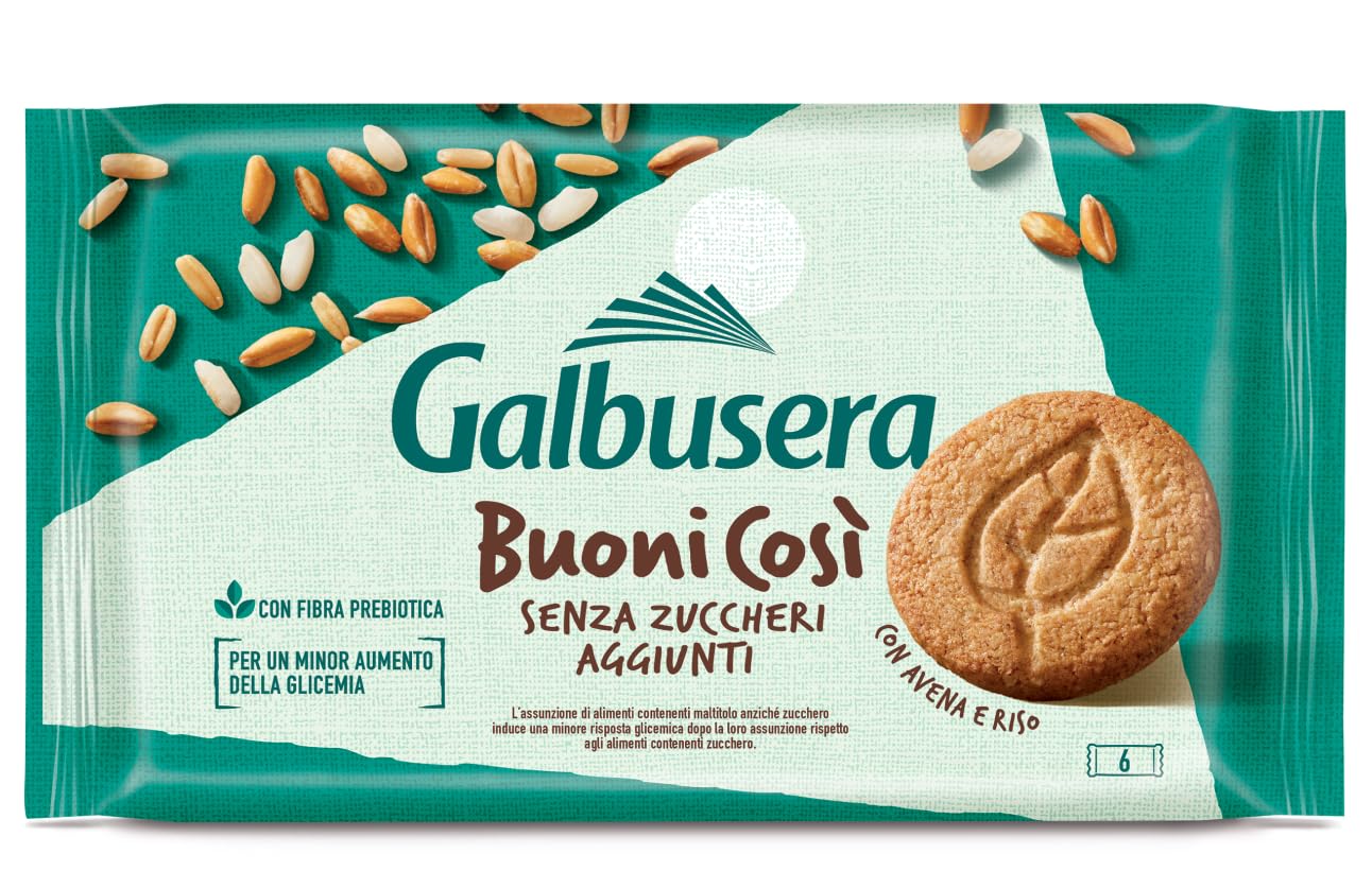 Galbusera BuoniCosì Biscotti Cereali con Riso e Avena Senza Zuccheri Aggiunti 300g [CAIYA® BOX da 8 Confezioni]