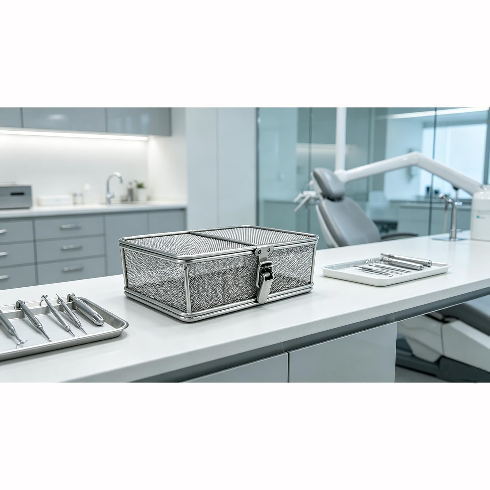 Cesta de Desinfección de Acero Inoxidable 304, Bandeja Quirúrgica de Malla de 1mm, Caja Instrumental Autoclavable para Hospitales y Clínicas