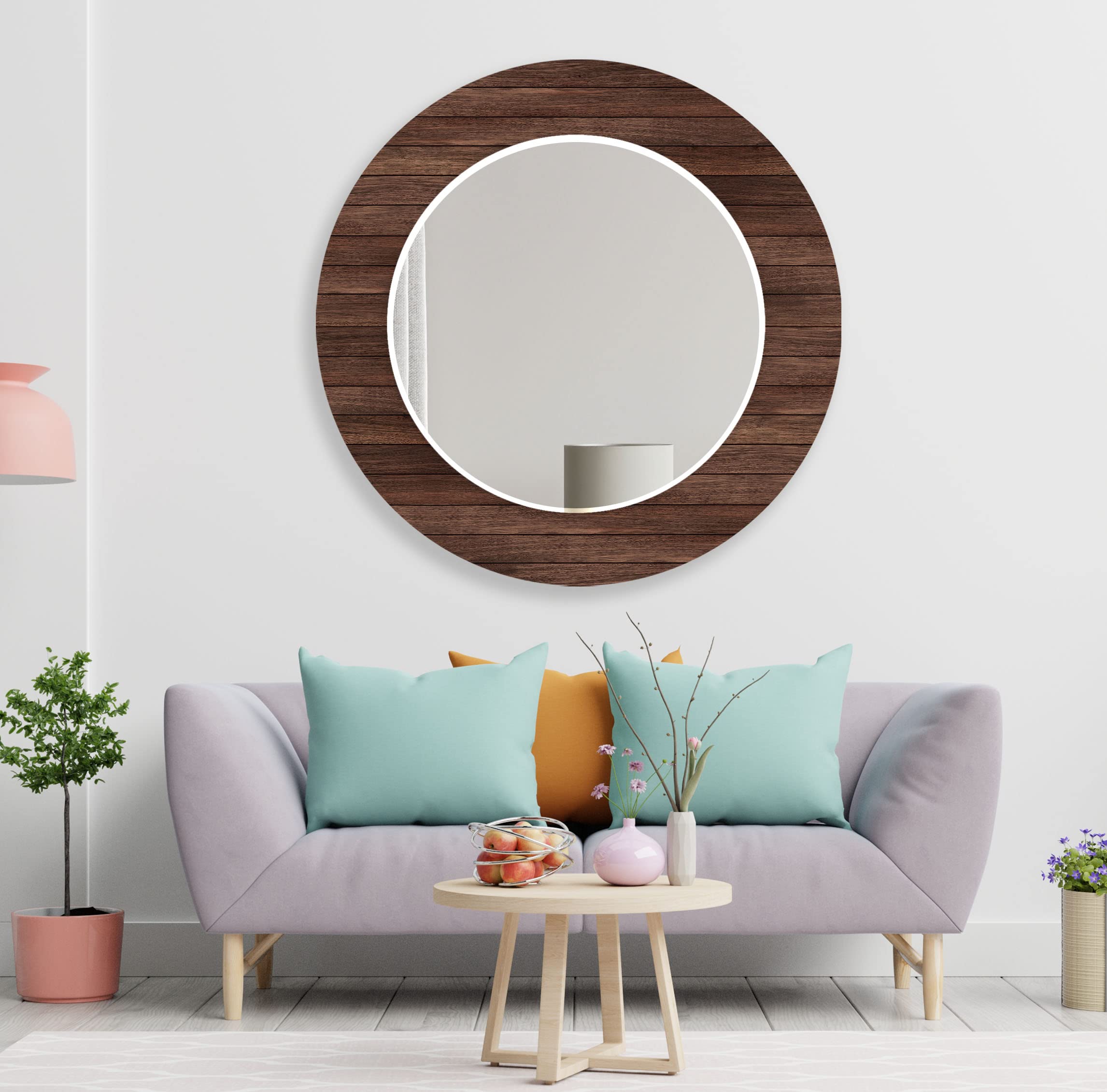 Okrągłe lustro na ścianę, 60 cm, lustro łazienkowe, duże okrągłe lustro, dekoracja ścienna, lustro ze szkła hartowanego, lustro wiszące na ścianie, lustro toaletowe, 141 RM