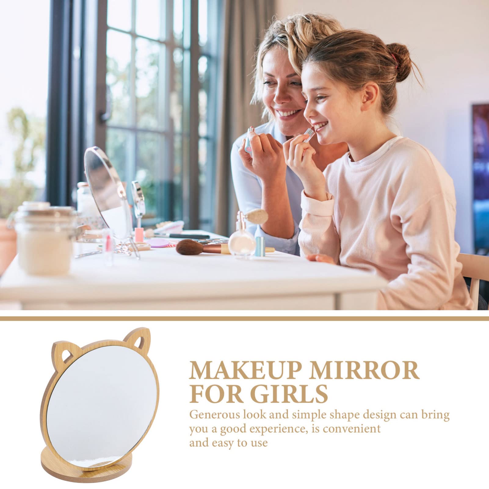 Miroir Sur Pied Enfant "Bella" 108cm Blanc & Beige - 3