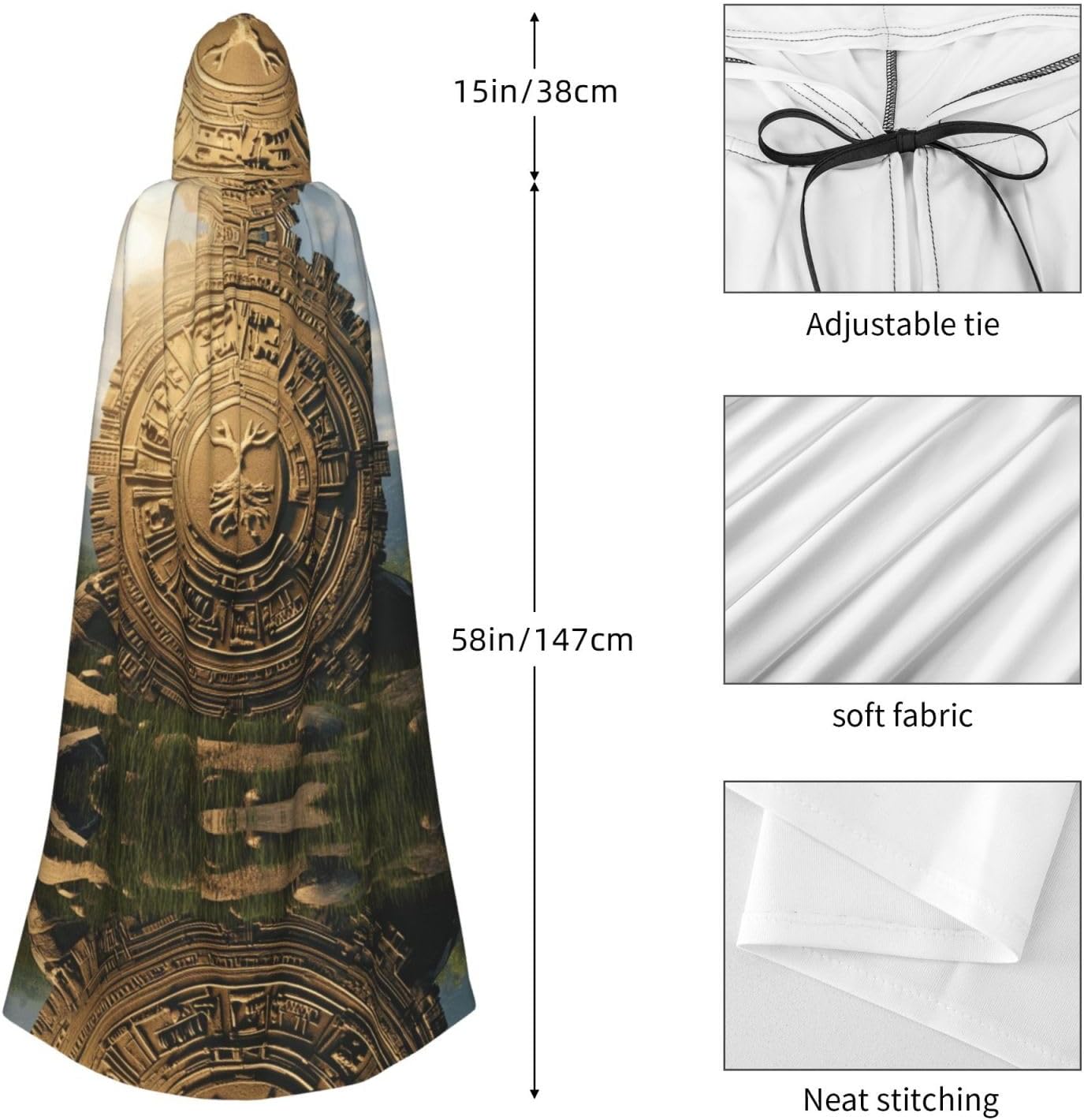 Mysterious Lion Gate Unique Darkness Poncho Shawl - Customizable Wearable Blanket for Women, Perfect Halloween Costume Accessory, Knight, Akatsuki, and More