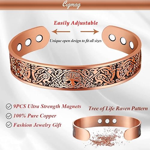 Miniatura 3 de Magnético de cobre para mujer sólido puro ajustable, Cobre, No es una piedra preciosa