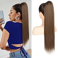 Vista 31 de Extensión de cola de caballo Flufymooz, 26 pulgadas de largo, cola de caballo recta con cordón, postizos sintéticos, colas de caballo falsas