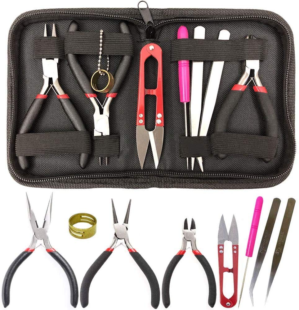 Bestmaple 8pcs Jewelry Tools With Pliers Tweezers Beading Tool Kit Jewelry Making DIY Tools