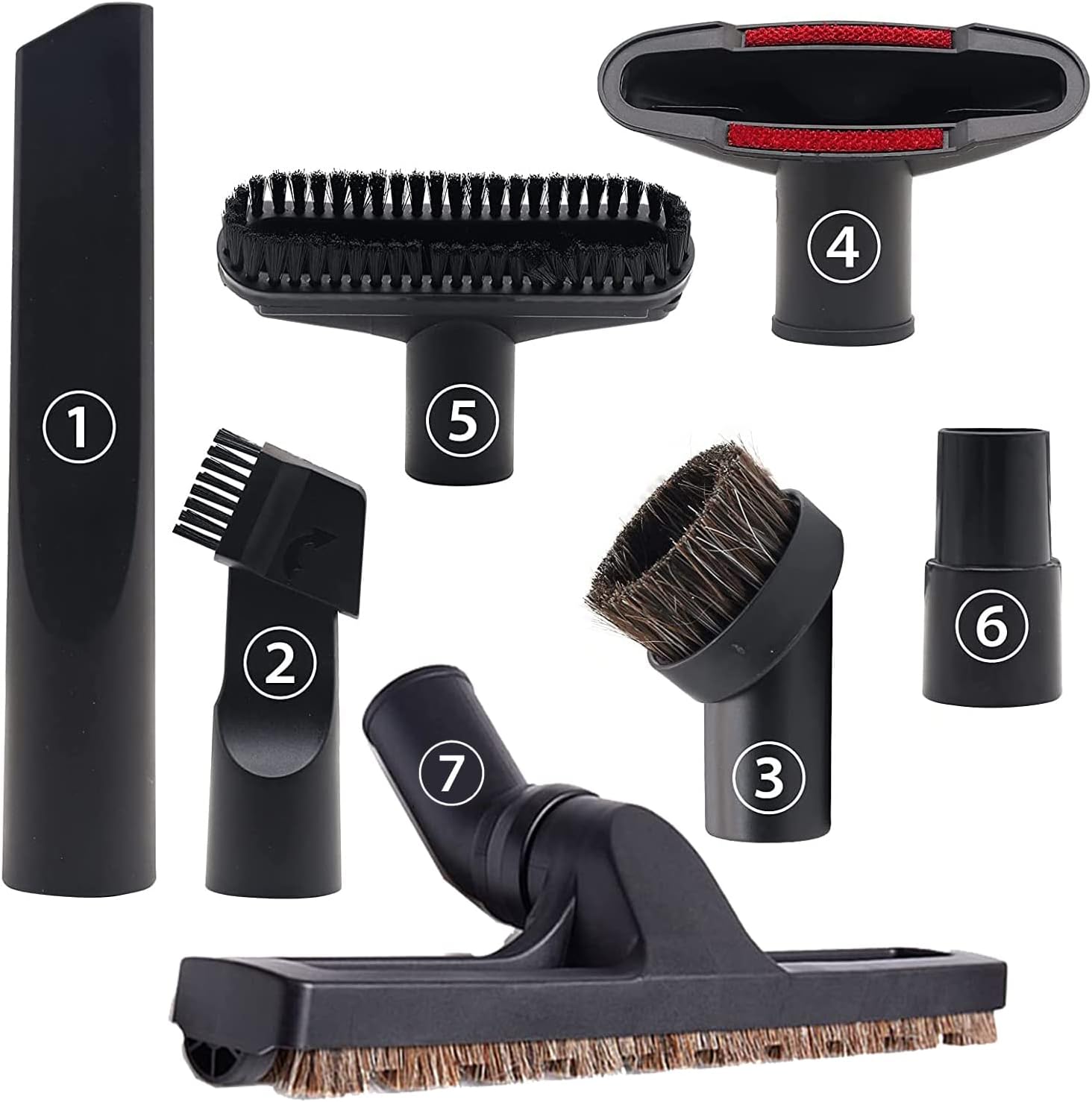 BIGTHREE Vacuum Attachments Replacement 7 Pcs Set, Hardwood Floor Brush, Nozzle Crevice Tool, Compatible for D-yson and for European Version Vacuum Cleaner Inner Diameter 32mm Shop Vac Accessories