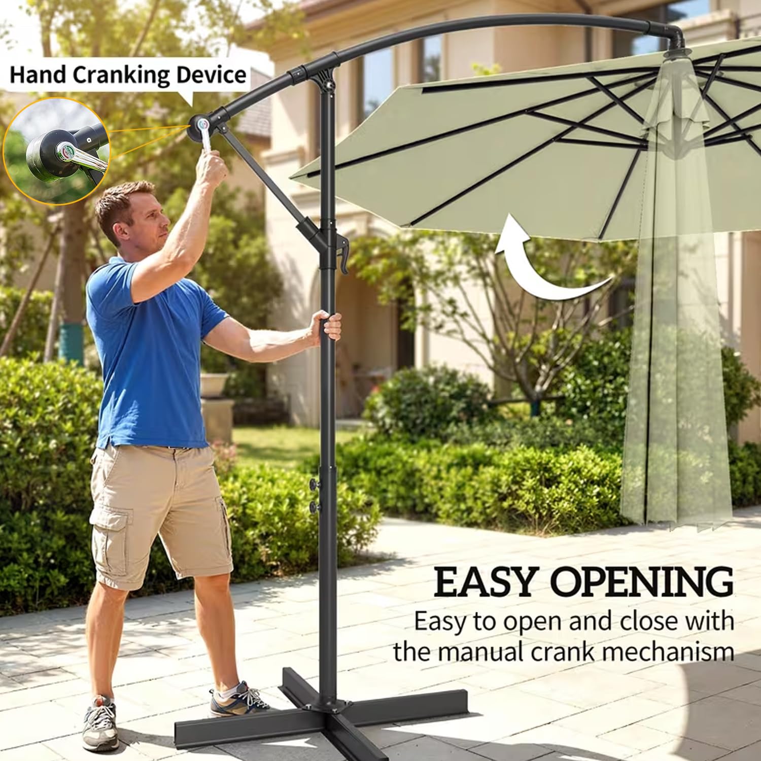 Pièces de rechange pour parasols romains, poignée à manivelle pour parasol résistant avec corde de 3,4 m, accessoires de réparation pour parasol