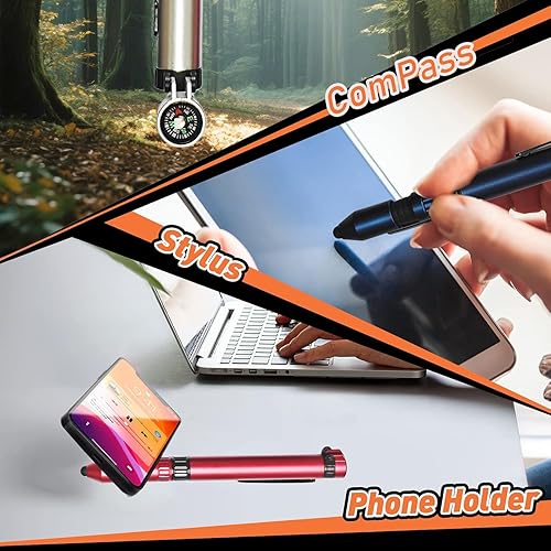 Miniatura 2 de (5 unidades) Bolígrafo con luz LED, brújula multifuncional con para campamento, campamento de verano, senderismo, actividades al aire libre,